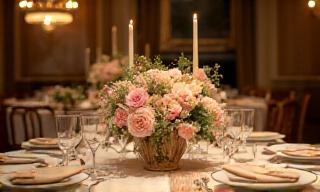 Private Events setup with decorated table and flowers