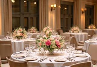 Wedding event setup with floral décor